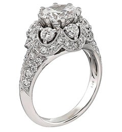 1.64 Carat GIA D-VVS2 Diamond Gold Engagement Ring