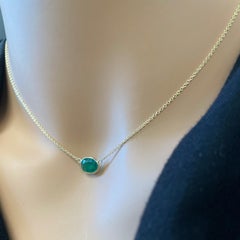 1.64 Carat Green Emerald Oval Cut Fashion Necklaces In 14K Yellow Gold