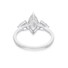 1.64 Carat Marquise & Pear Diamond Ring 14 Karat White Gold Handmade Jewelry