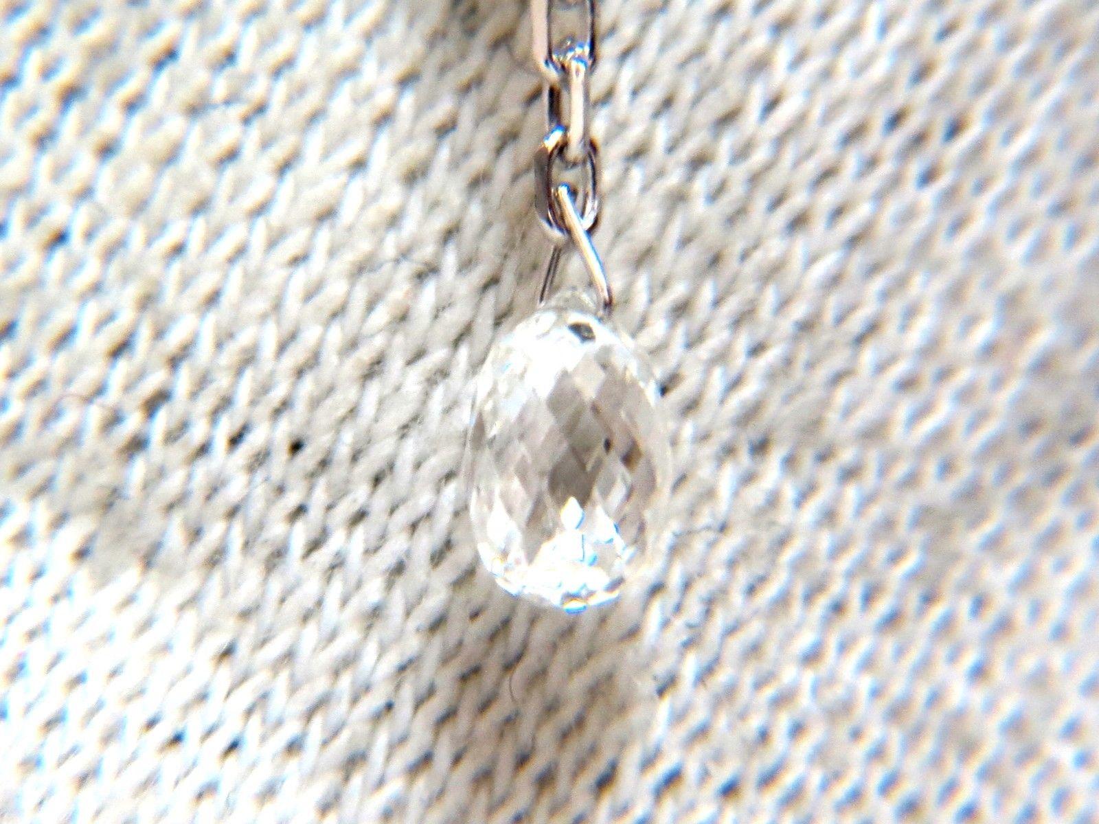 Round Cut 1.64 Carat Natural Briolette Diamonds Dangle Earrings 14 Karat For Sale