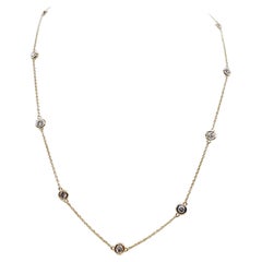 1.64 Carat Nature Diamond By The Yard Necklace 14 Karat Yellow Gold 17''