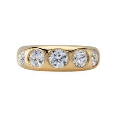 1.64 Carat Old European Cut Diamonds Set in a Handcrafted Domed Yellow Gold Band