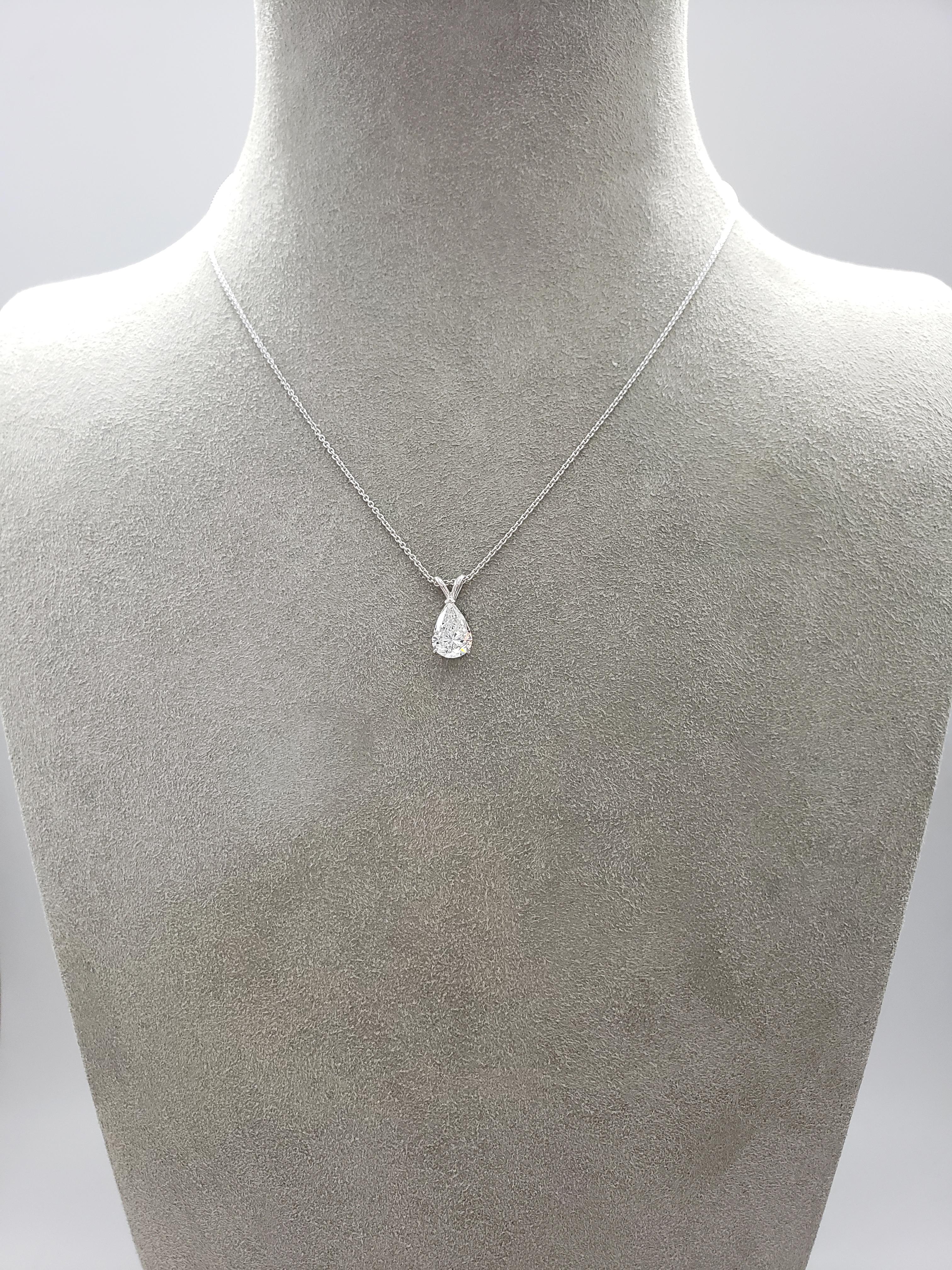 Contemporary 1.64 Carat Pear Shape Diamond Solitaire Pendant Necklace