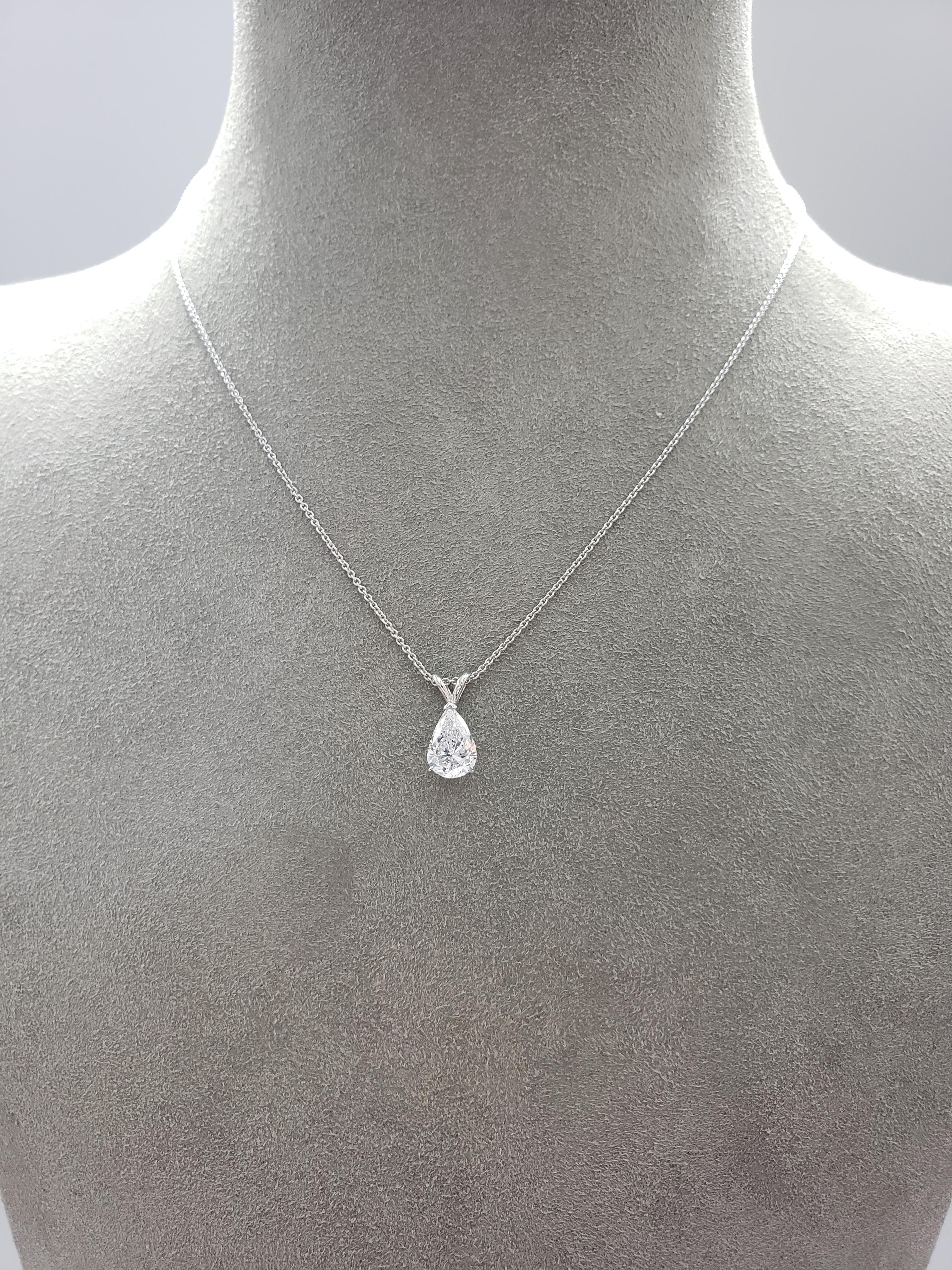 Pear Cut 1.64 Carat Pear Shape Diamond Solitaire Pendant Necklace