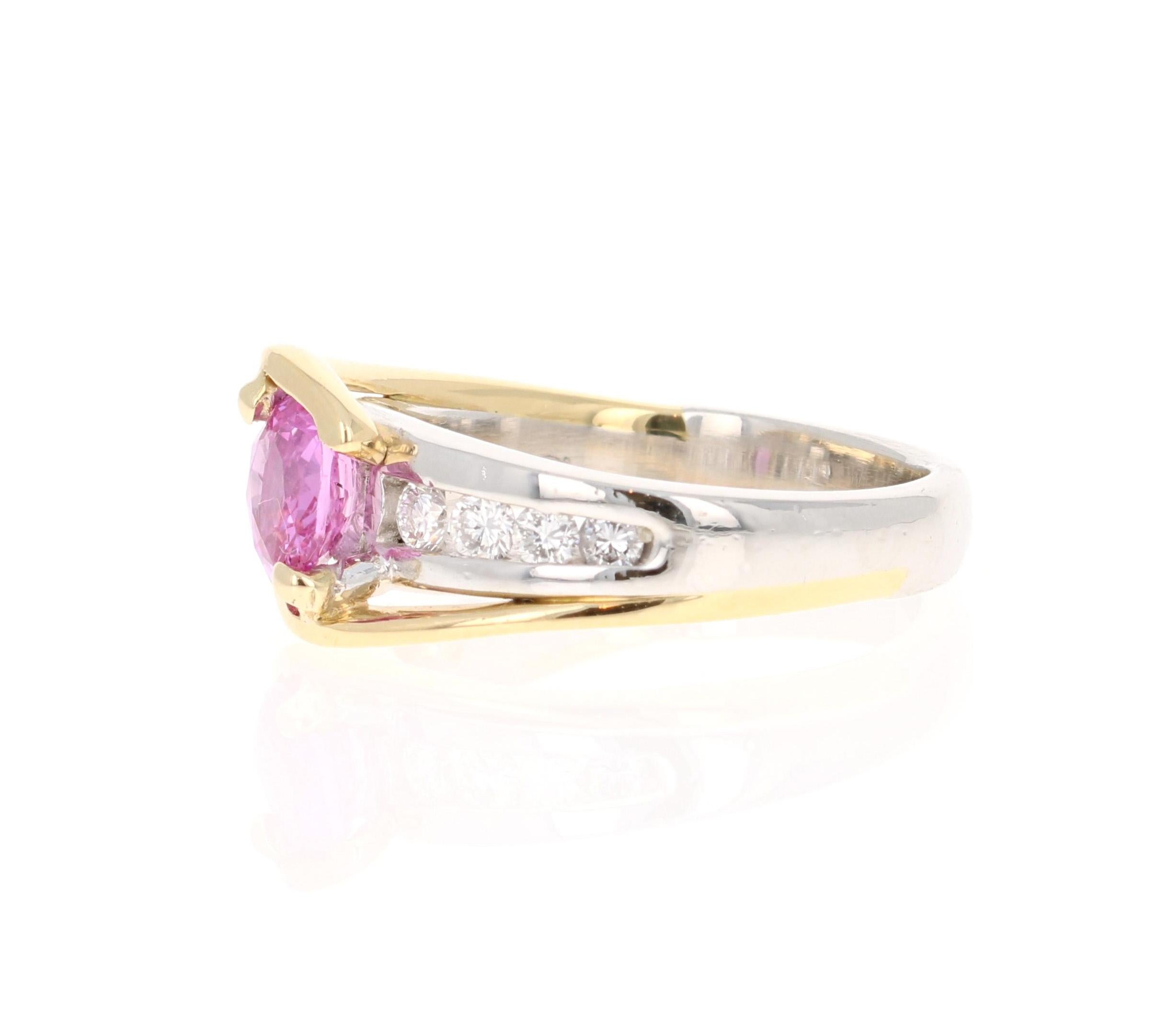 1,64 Quilates Zafiro Rosa Diamante 18 Quilates Anillo Platino Contemporáneo en venta