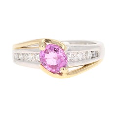 1.64 Carat Pink Sapphire Diamond 18 Karat Platinum Ring