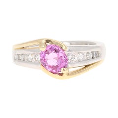 Anello in platino da 1,64 carati con zaffiro rosa e diamante da 18 carati