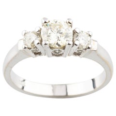 1.64 Carat Round Diamond 3-Stone 18 Karat White Gold Ring with Certified