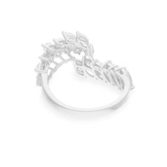 1.64 Carat SI Clarity HI Color Marquise Round Diamond Ring 18 Karat White Gold