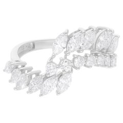 Anello con diamante rotondo marquise da 1,64 carati SI Clarity HI Color Oro bianco 18 carati