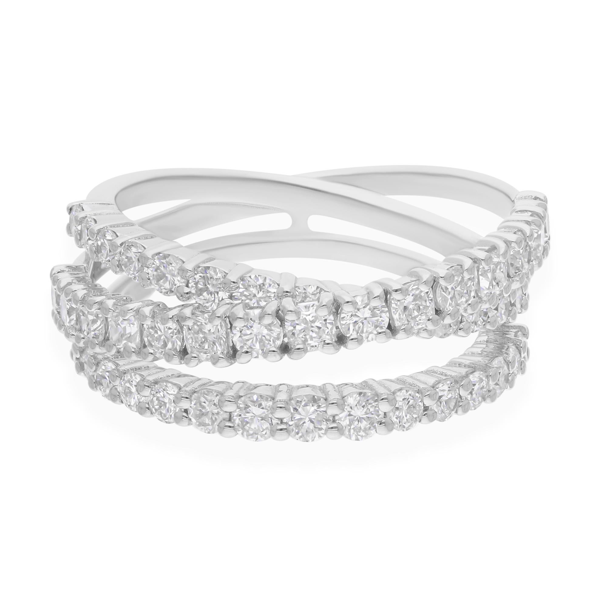 in vendita:  Anello Criss Cross con diamante da 1,64 carati SI/HI Gioielli fatti a mano in oro bianco 14 carati 6