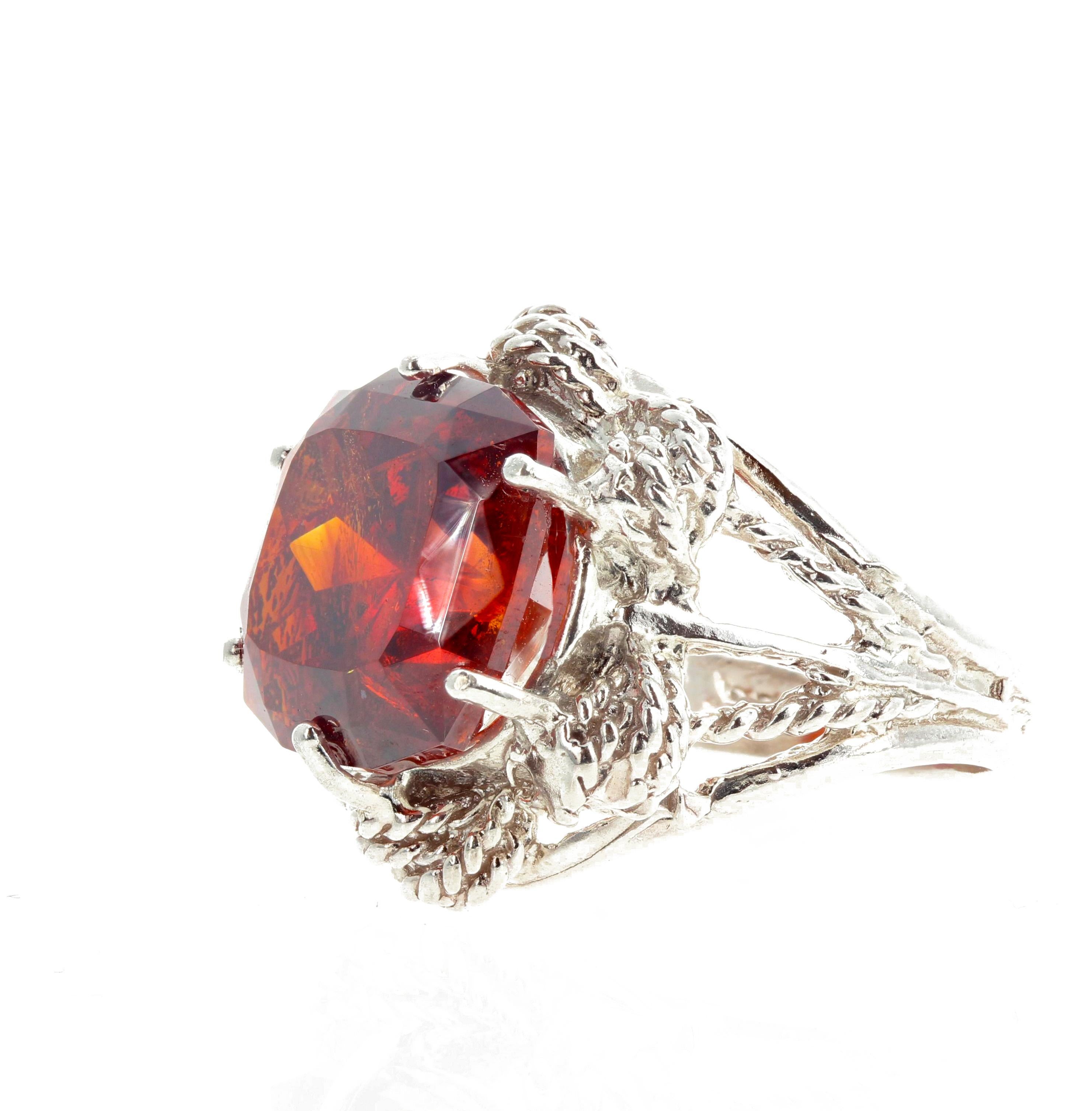Cushion Cut AJD Intensely Extremely Glittering VERY RARE 16.4 Carat Sphalerite Ring For Sale