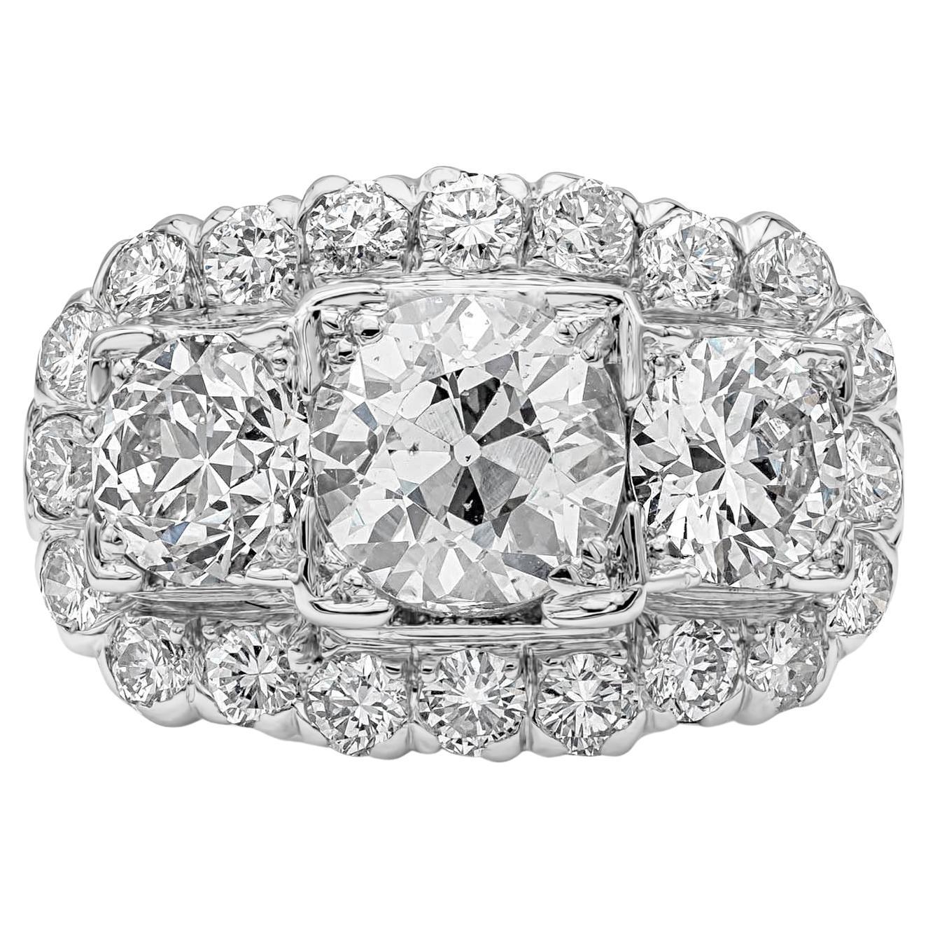 1.64 Carat Total Antique Old European Cut Diamond Engagement Ring  For Sale