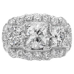 1.64 Carat Total Vintage Old European Cut Diamond Engagement Ring 