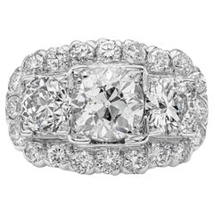 1.64 Carat Total Antique Old European Cut Diamond Engagement Ring