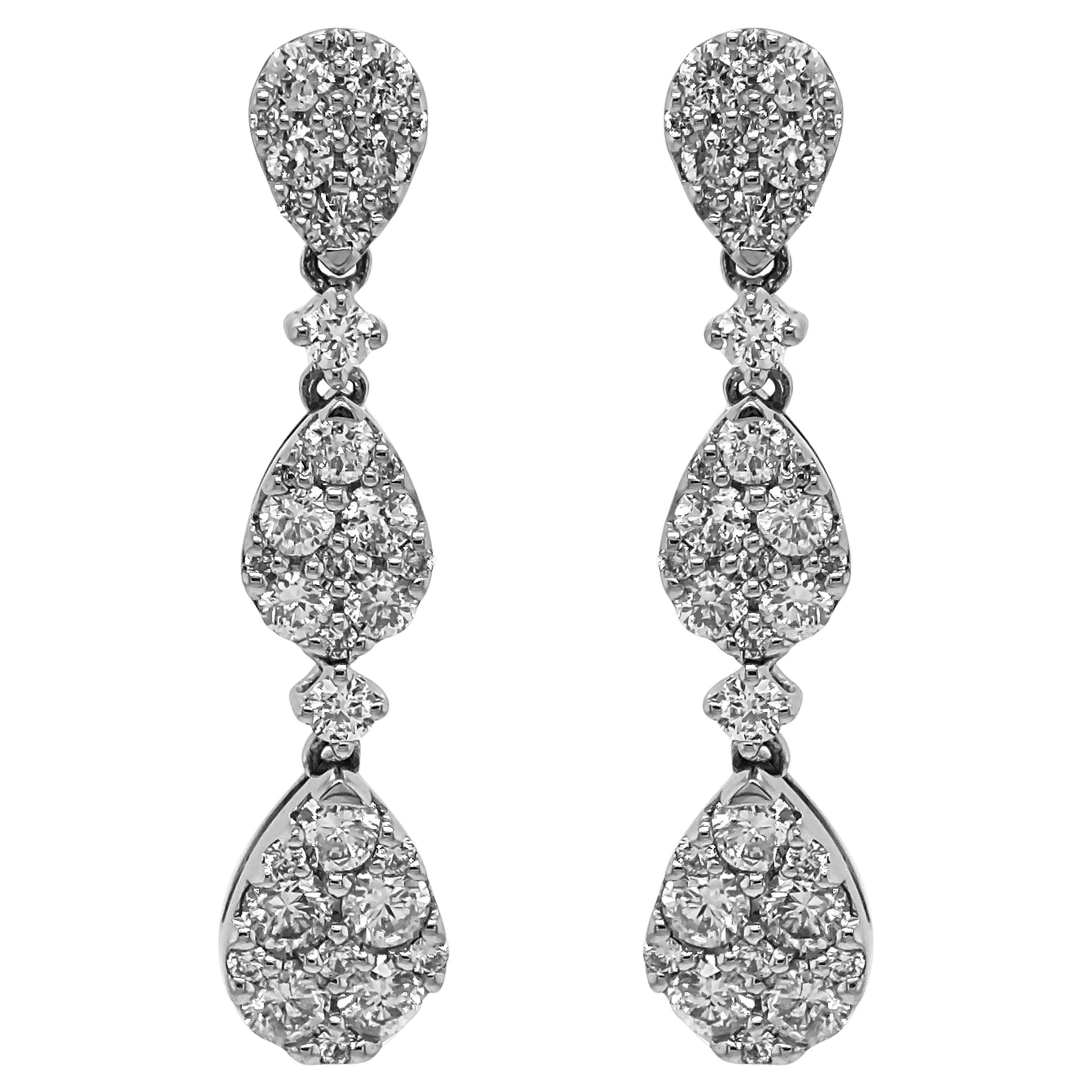 1.64 Carat White Diamond White Gold Earrings For Sale