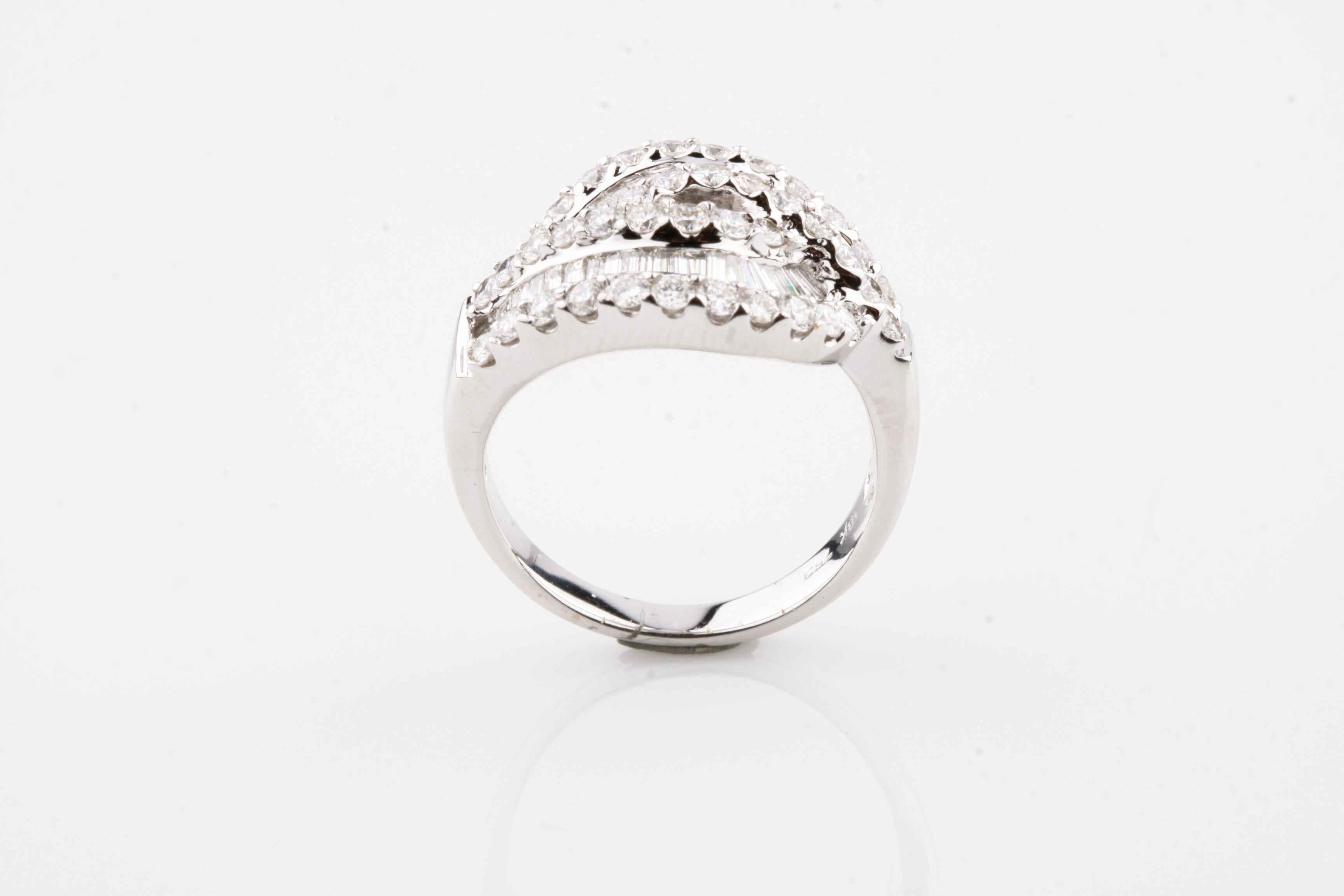 Round Cut 1.64 Carat Diamond Knot Band in 14 Karat White Gold For Sale