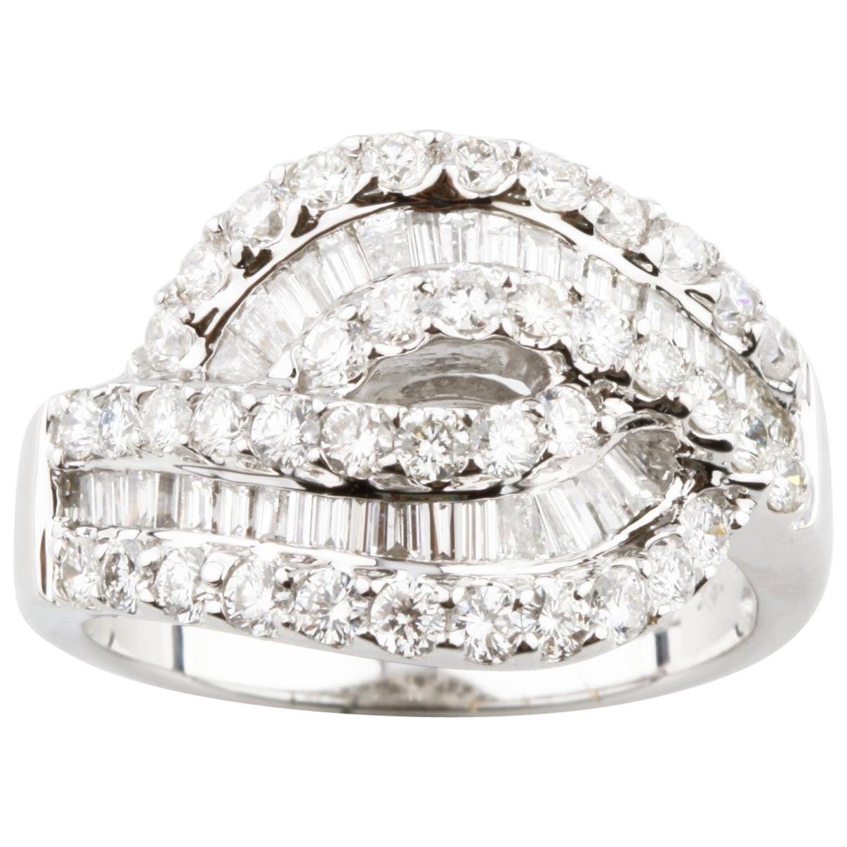 1.64 Carat Diamond Knot Band in 14 Karat White Gold For Sale
