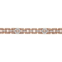 1.64 Carats Pink and White Diamond Rose Gold Bracelet