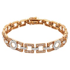 1.64 Carats Pink and White Diamond Rose Gold Bracelet