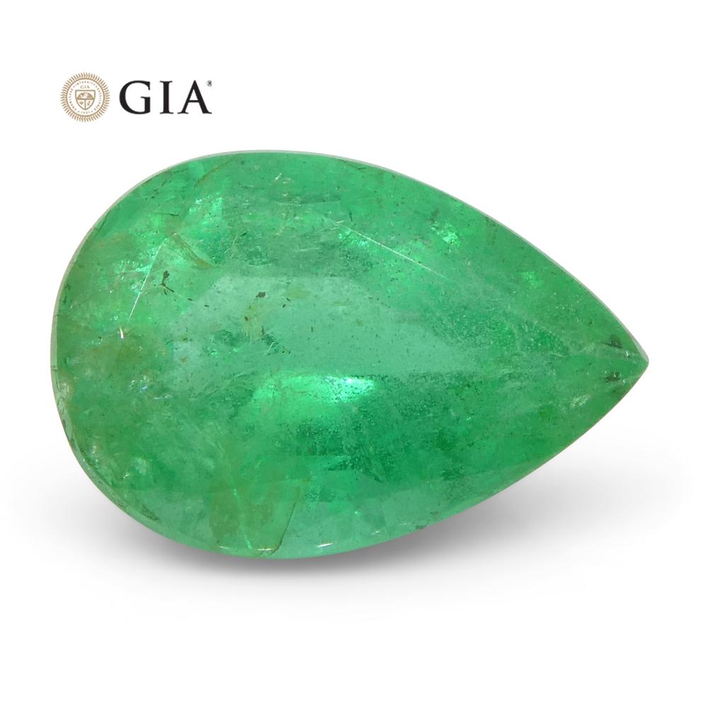 1.64 Ct Pear Emerald GIA Certified Russian For Sale 5