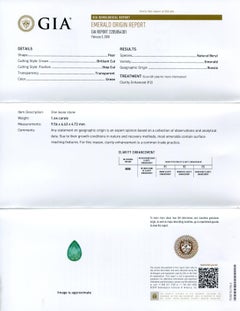 Émeraude russe en forme de poire 1,64 carat certifiée GIA