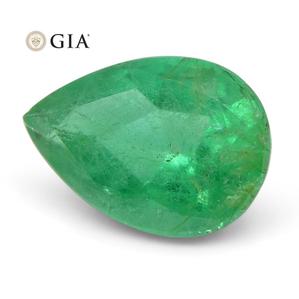 Women's or Men's 1.64 Ct Pear Emerald GIA Certified Russian For Sale