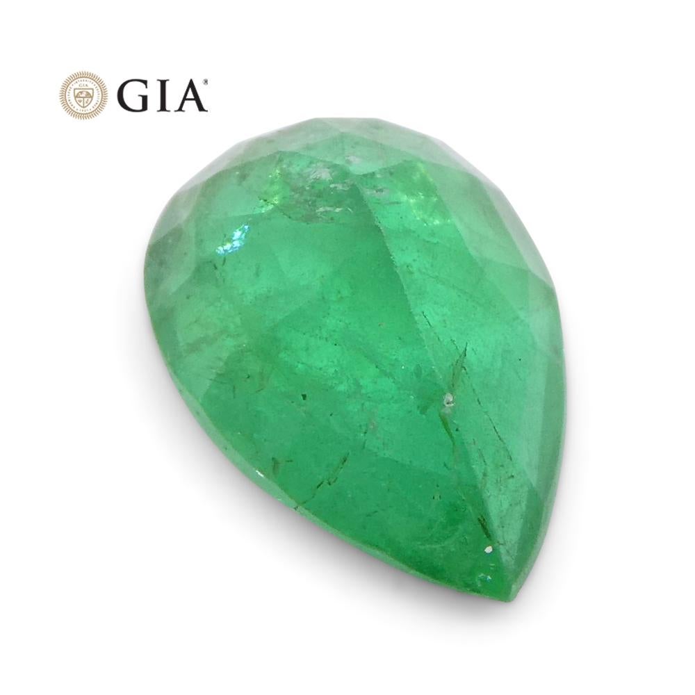 1.64 Ct Pear Emerald GIA Certified Russian For Sale 1