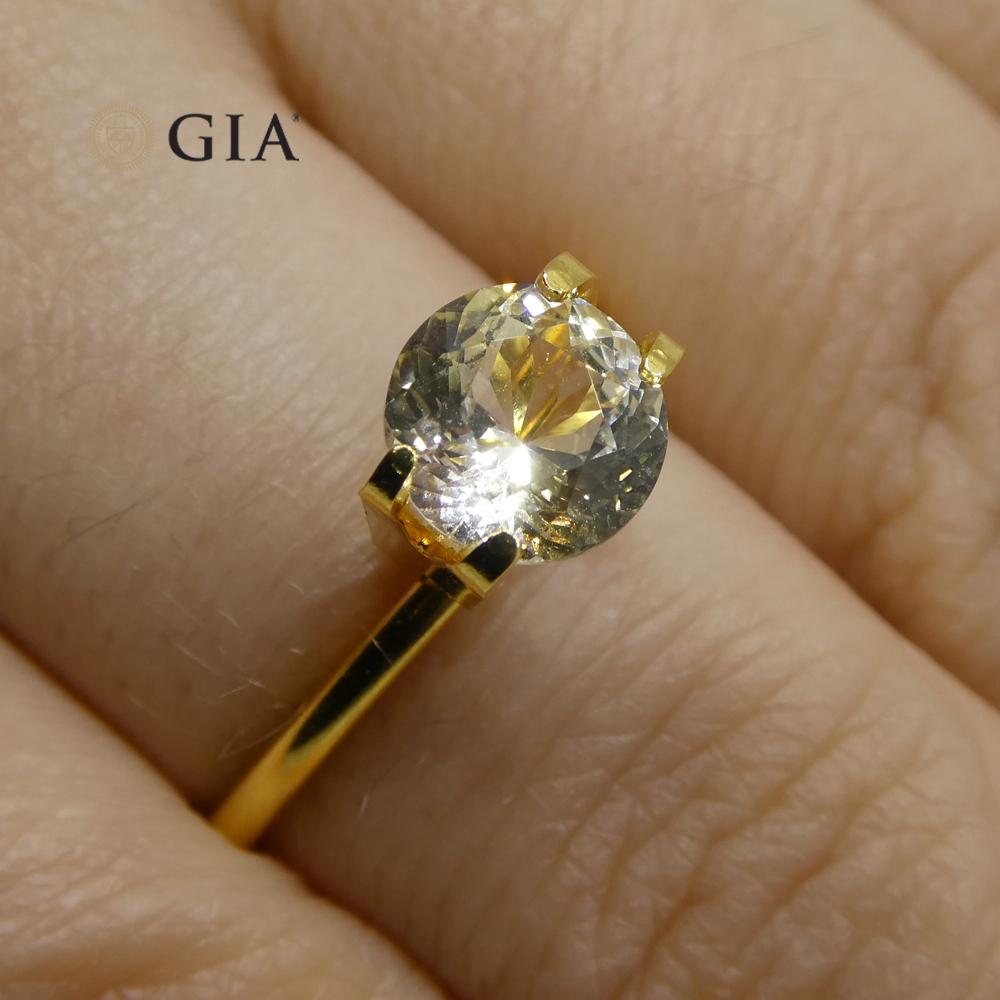 1.64 ct Round Pastel Yellow Sapphire GIA Certified Sri Lankan Unheated For Sale 1