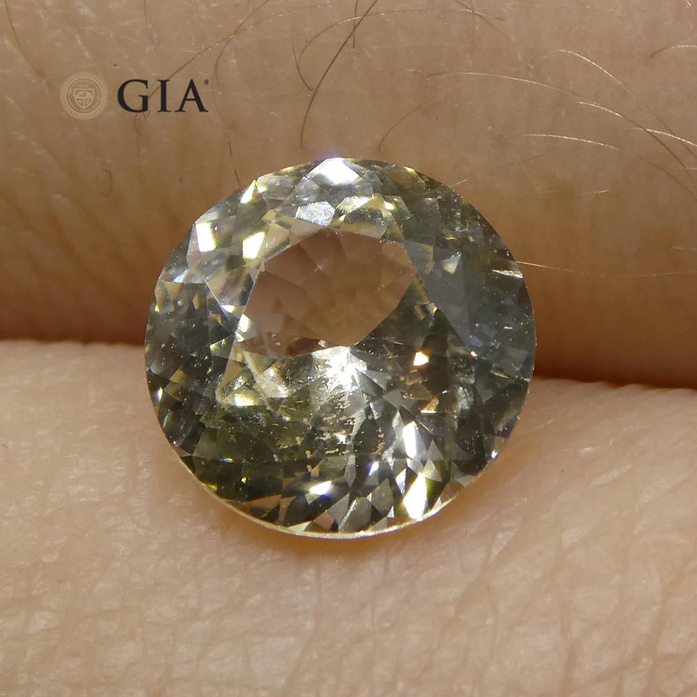 1.64 ct Round Pastel Yellow Sapphire GIA Certified Sri Lankan Unheated For Sale 2