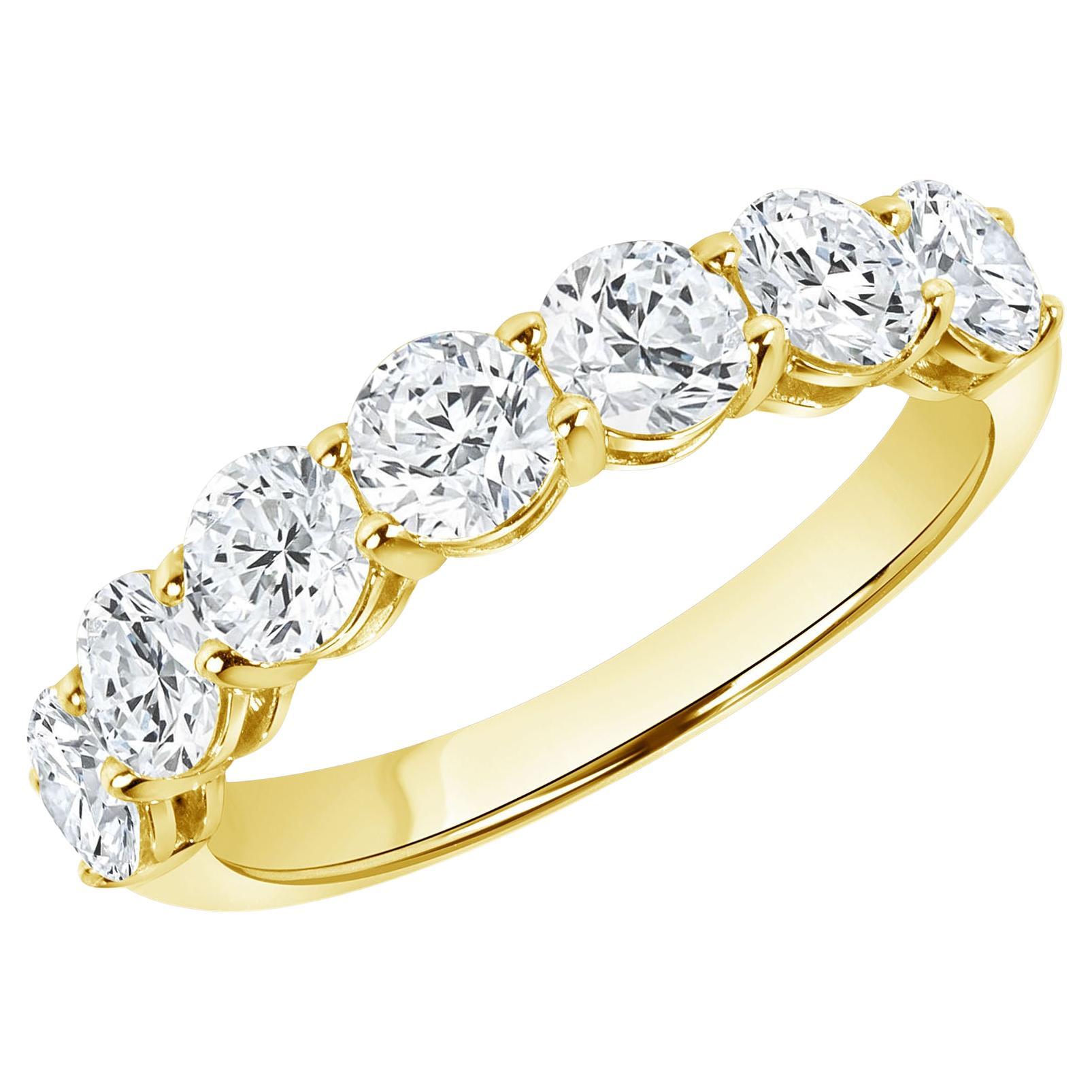 1.64 CTW. Round Brilliant Diamond Half Eternity Band in 14K Yellow Gold