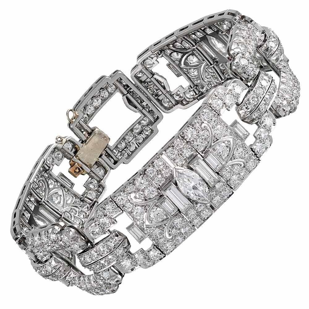 16.40 Carat Art Deco Diamond Bracelet