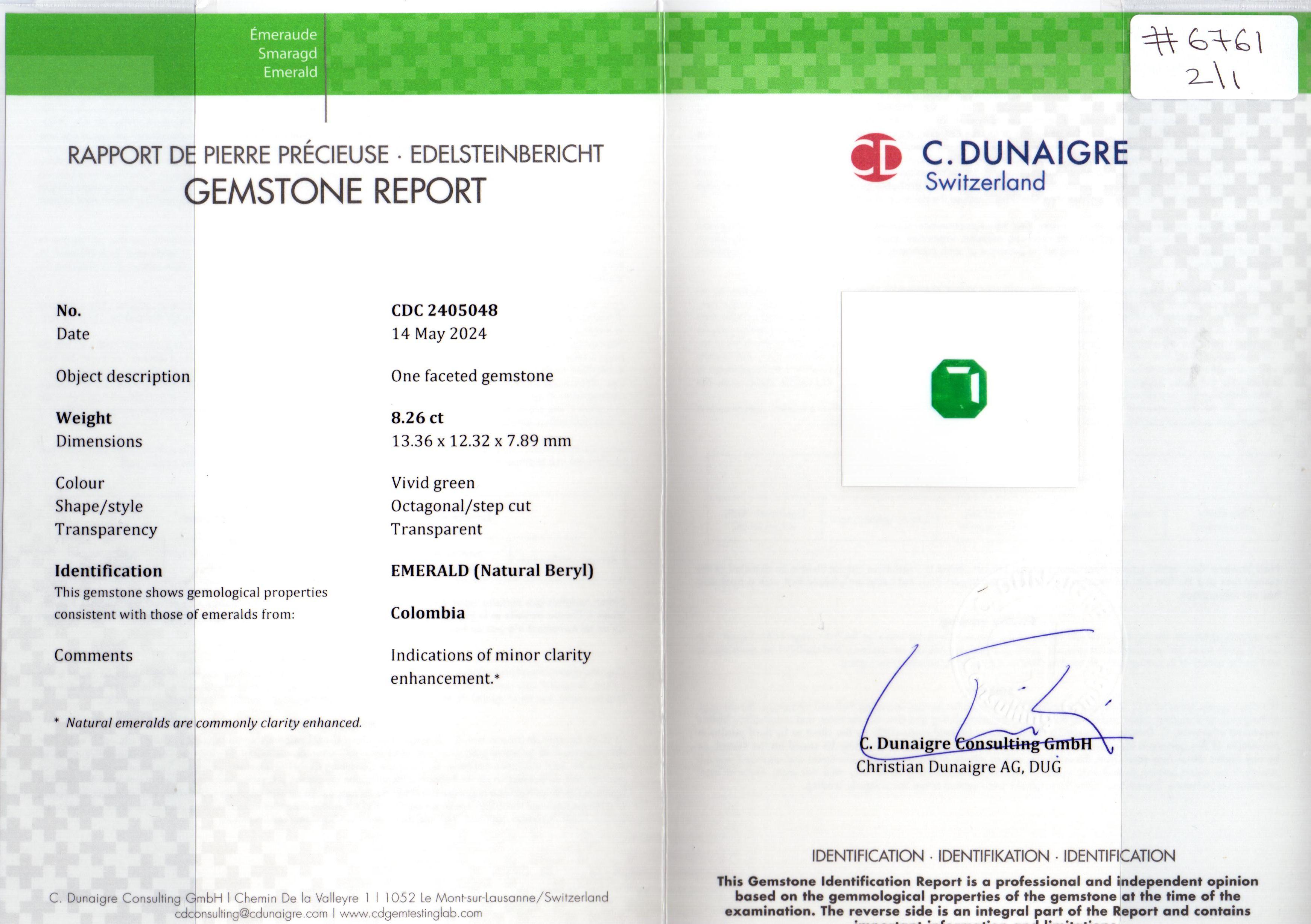Taille émeraude Paire d'émeraudes colombiennes octogonales de 16,40 carats - certifiées CD en vente
