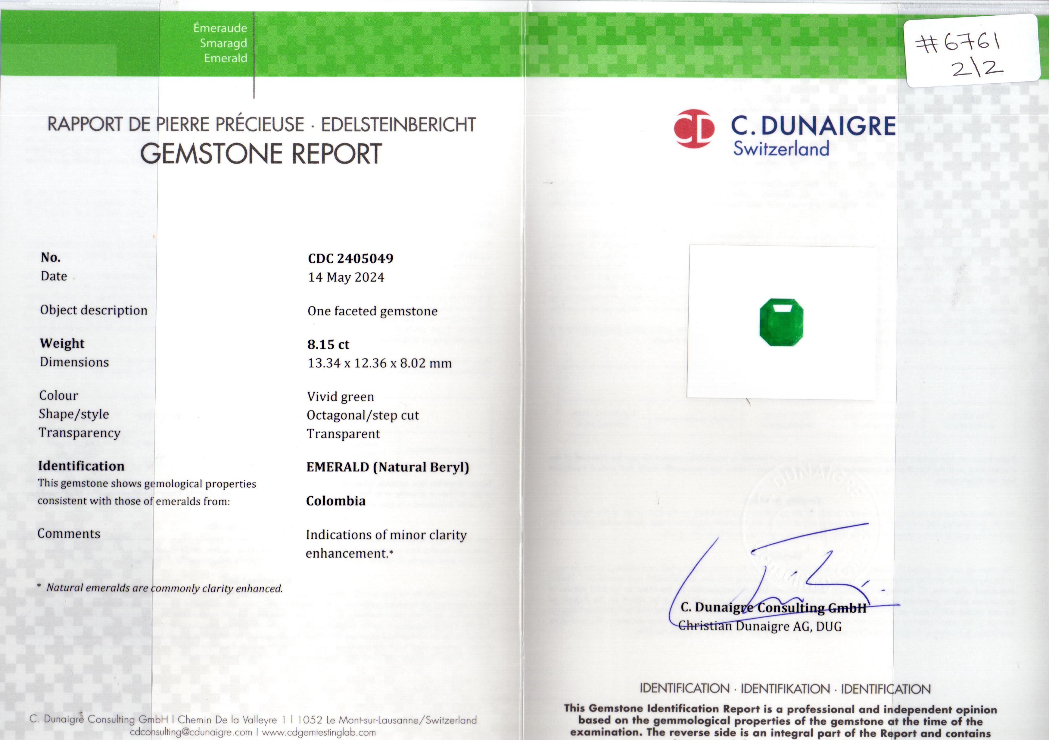Paire d'émeraudes colombiennes octogonales de 16,40 carats - certifiées CD Neuf - En vente à Hong Kong, HK
