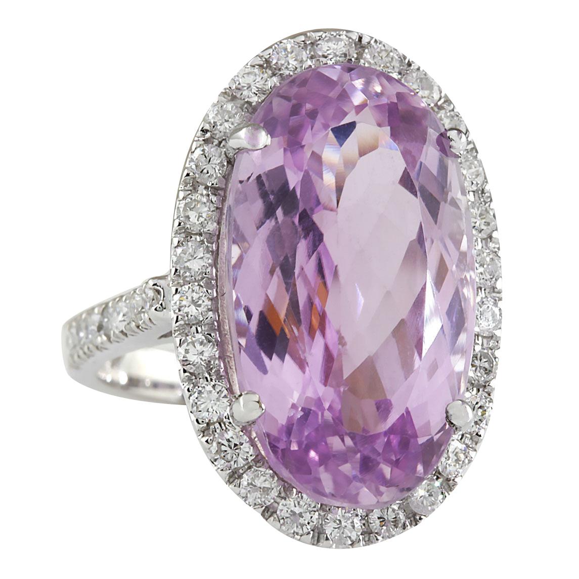 Stamped: 18K White Gold
Total Ring Weight: 9.5 Grams
Ring Length: N/A
Ring Width: N/A
Gemstone Weight: Total Natural Kunzite Weight is 15.40 Carat (Measures: 20.75x11.75 mm)
Color: Pink
Diamond Weight: Total Natural Diamond Weight is 1.00