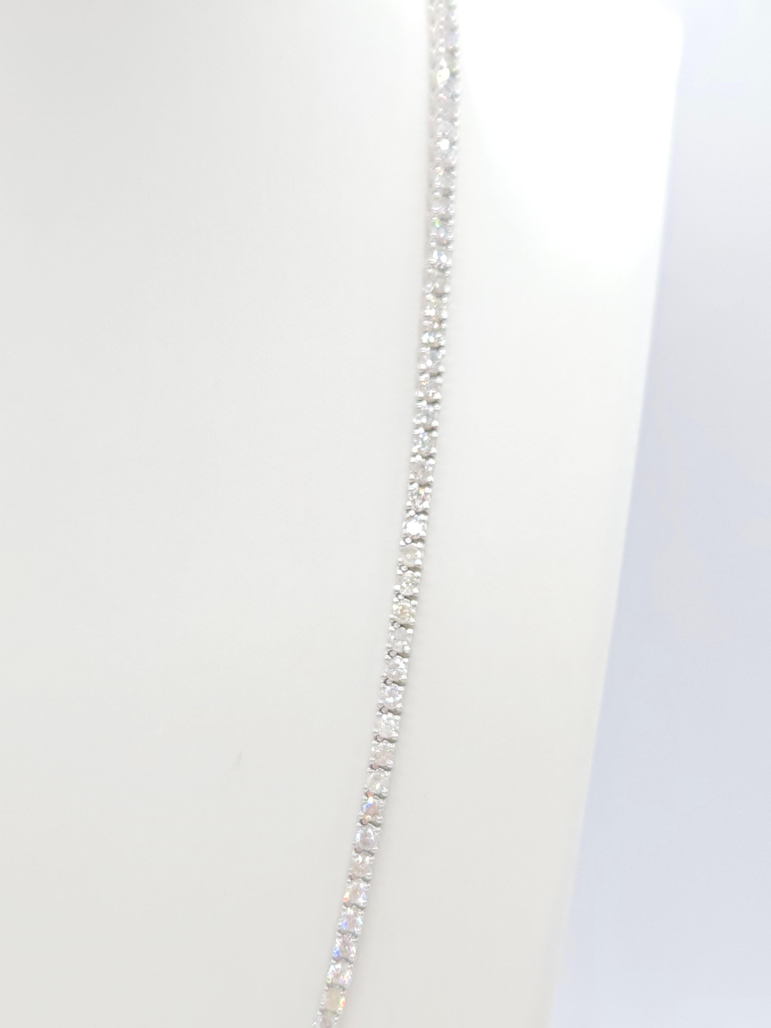 16.40 Carat Round Natural Diamond Tennis Necklace 14 Karat White Gold 22'' For Sale 1
