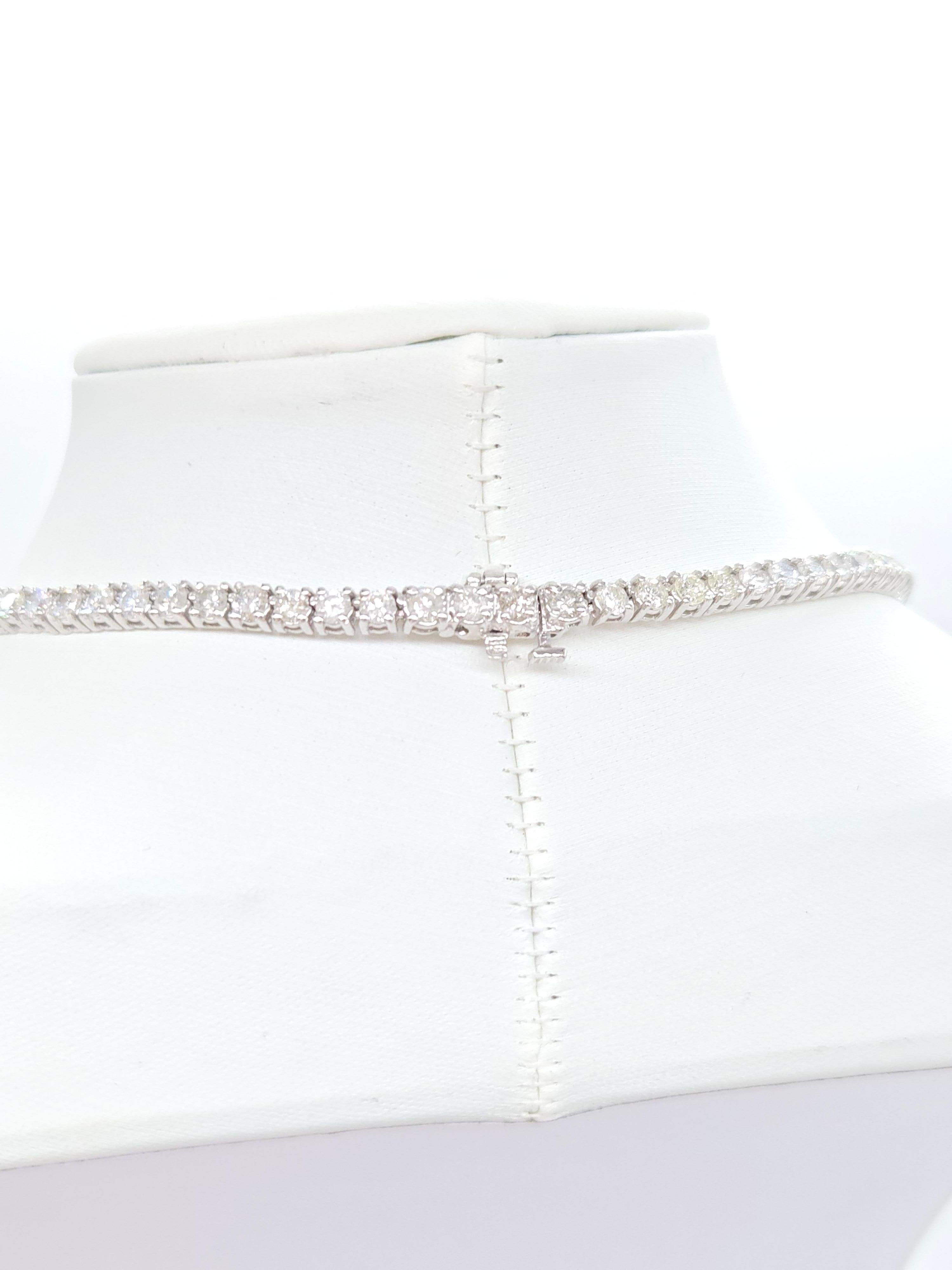 16.40 Carat Round Natural Diamond Tennis Necklace 14 Karat White Gold 22'' For Sale 3