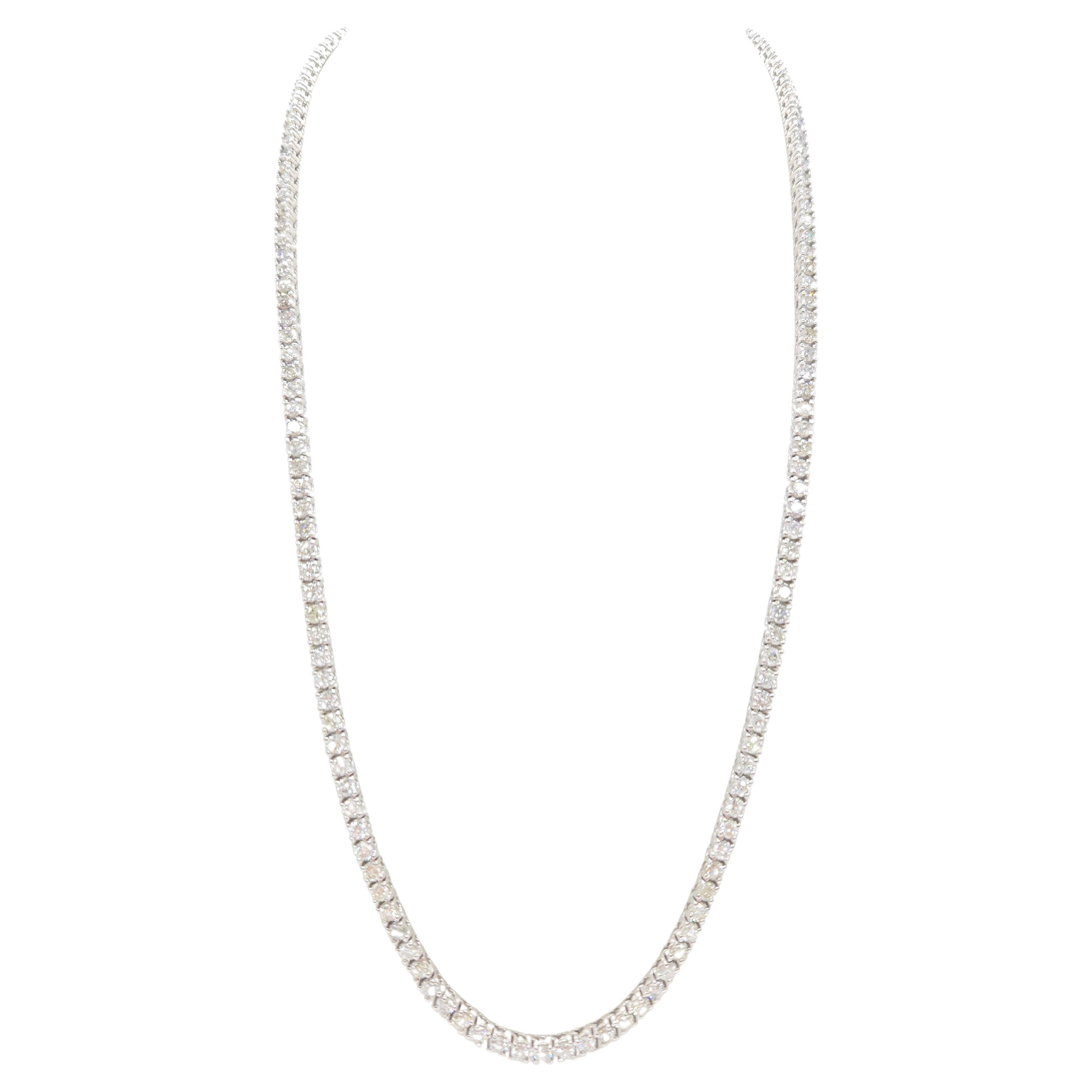 16,40 Karat runder natürlicher Diamant-Tennis-Halskette 14 Karat Weißgold 22''