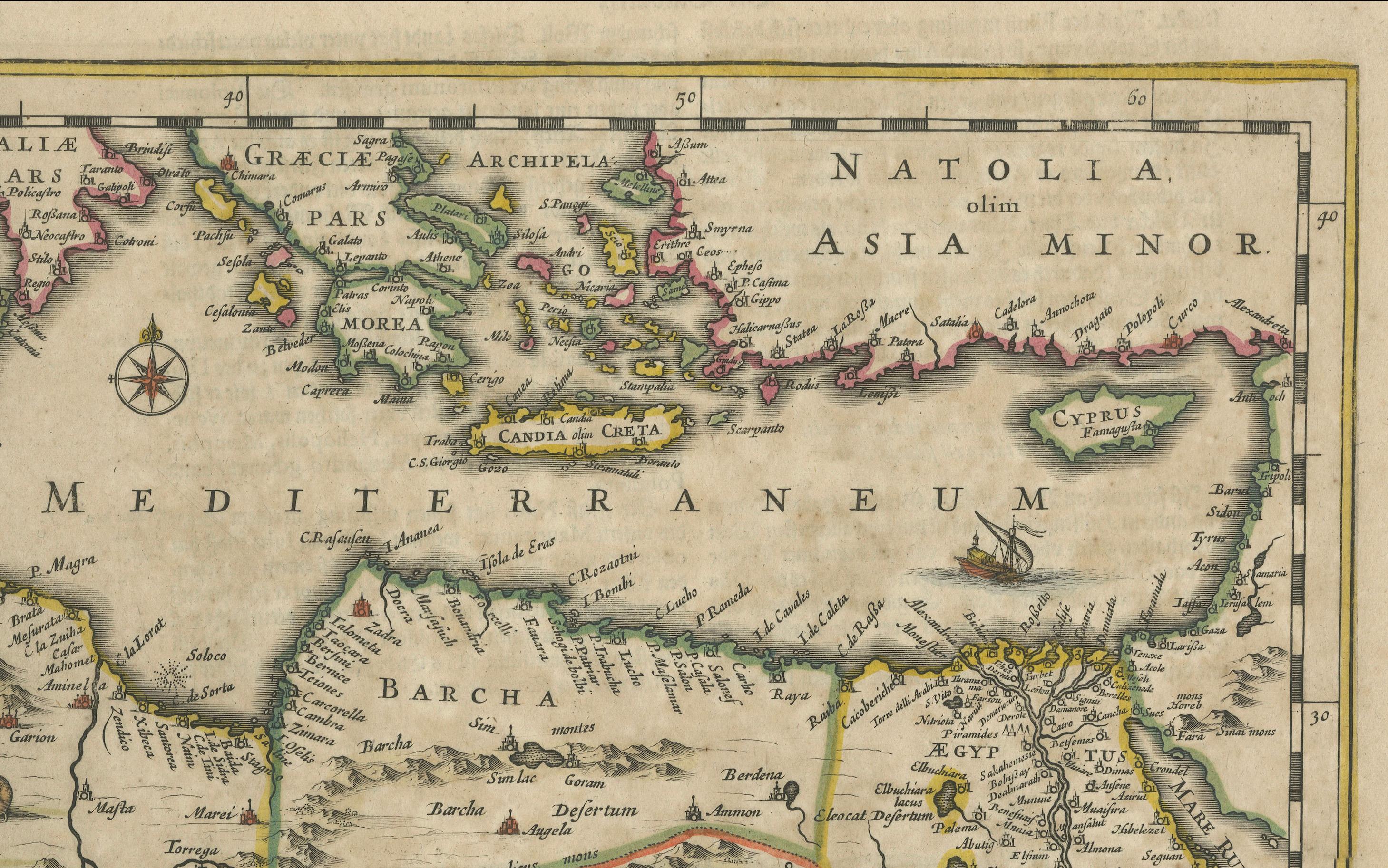 Gravé Carte de l'Afrique du Nord Nova Barbariae de 1640 ou de la côte Barbaire en vente