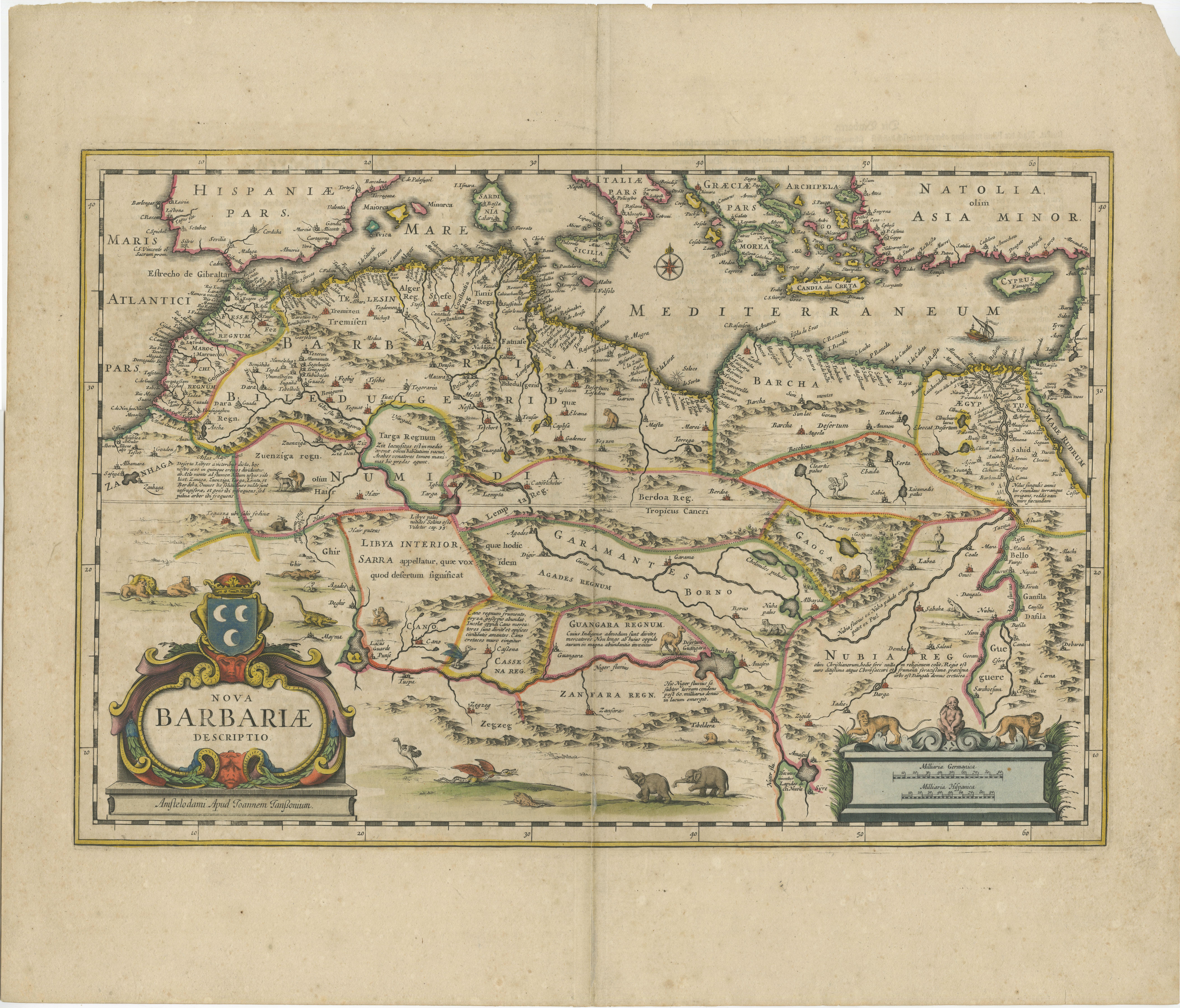 Carte de l'Afrique du Nord Nova Barbariae de 1640 ou de la côte Barbaire en vente 1