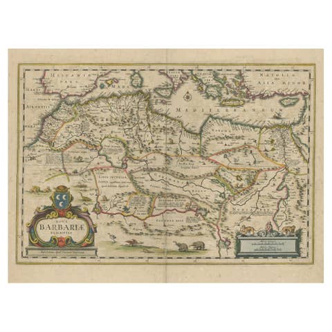 1640 Map of North Africa Nova Barbariae Descriptio or The Barbarian Coast