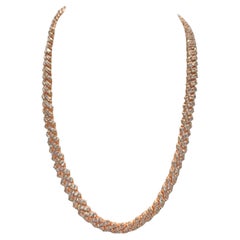 16.41 Quilates Diamantes Naturales Cadena Cubana Collar Oro Rosa 10 Kilates 16''