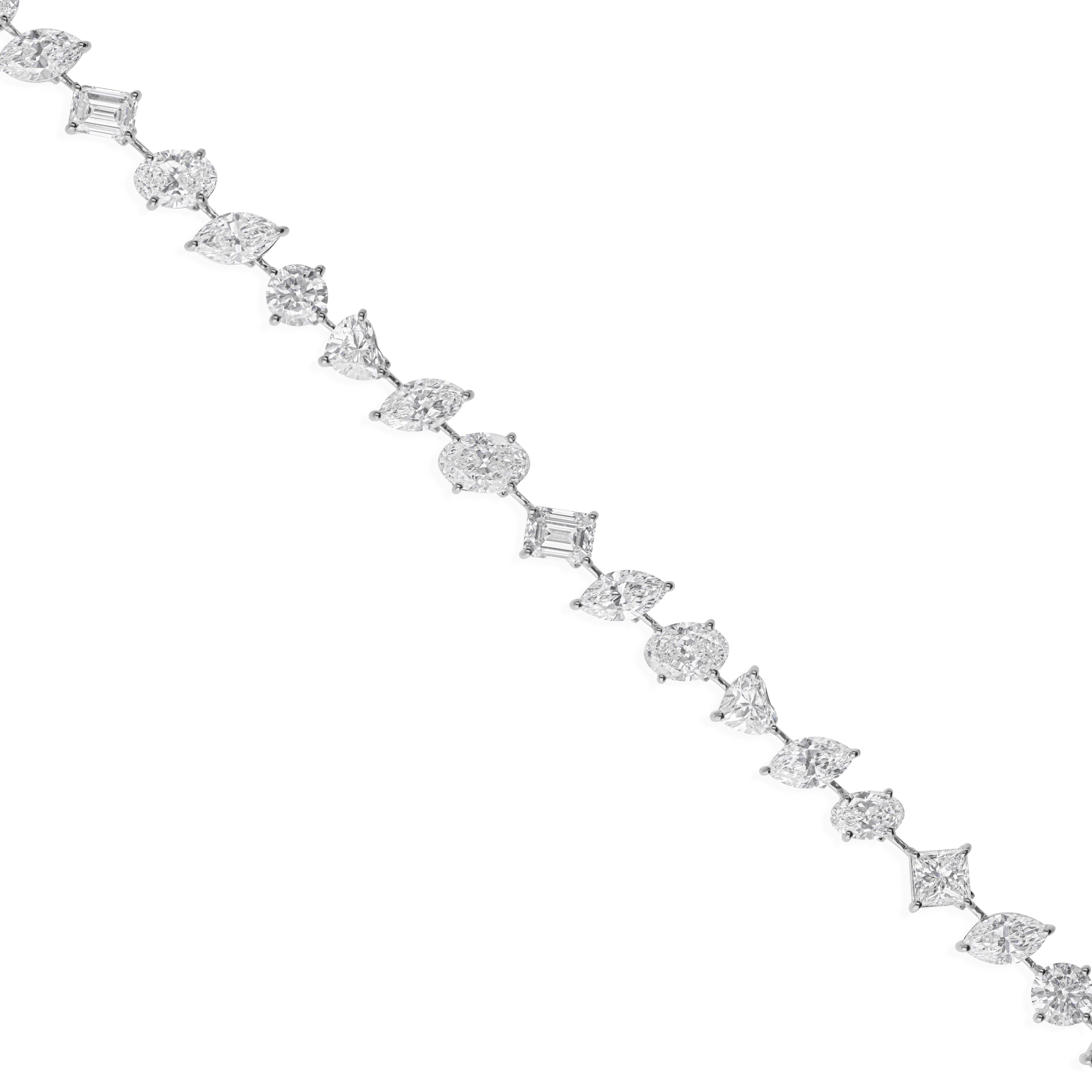 16.41 Ct SI/HI Mixed Shape Diamond Engagement Bracelet Gift 18k White Gold For Sale 1
