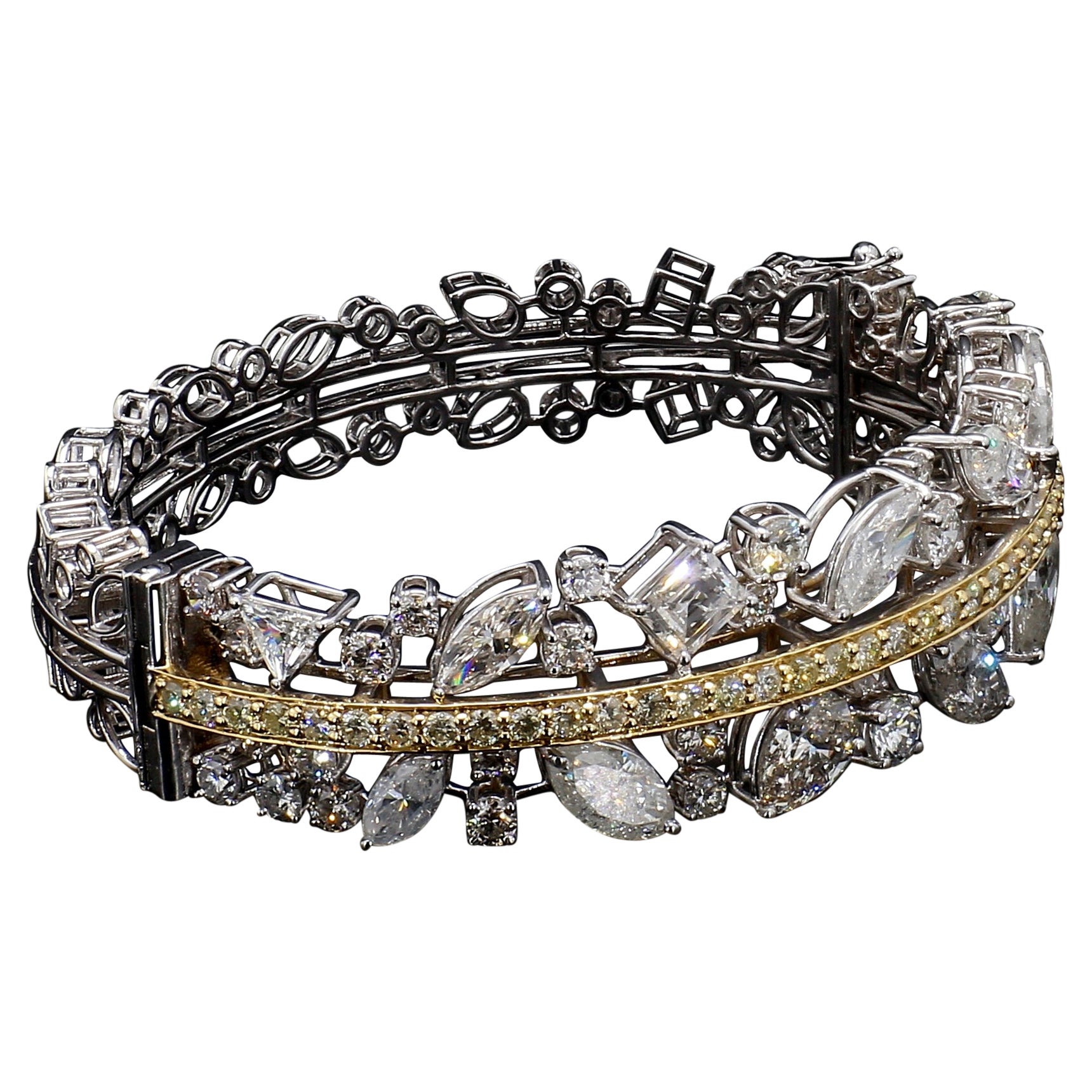 Bracciale Harmony con diamanti da 16,42 carati in oro 14k in vendita