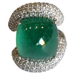 Bague de fiançailles avec émeraude zambienne naturelle de 16,42 carats, Sugarloaf & Diamonds