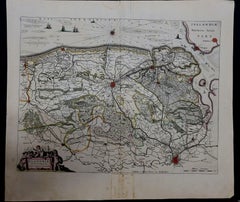 1643 Willem&Joan Blaeu Map NW Flanders "Flandriae Teutonicae Pars Prientalior