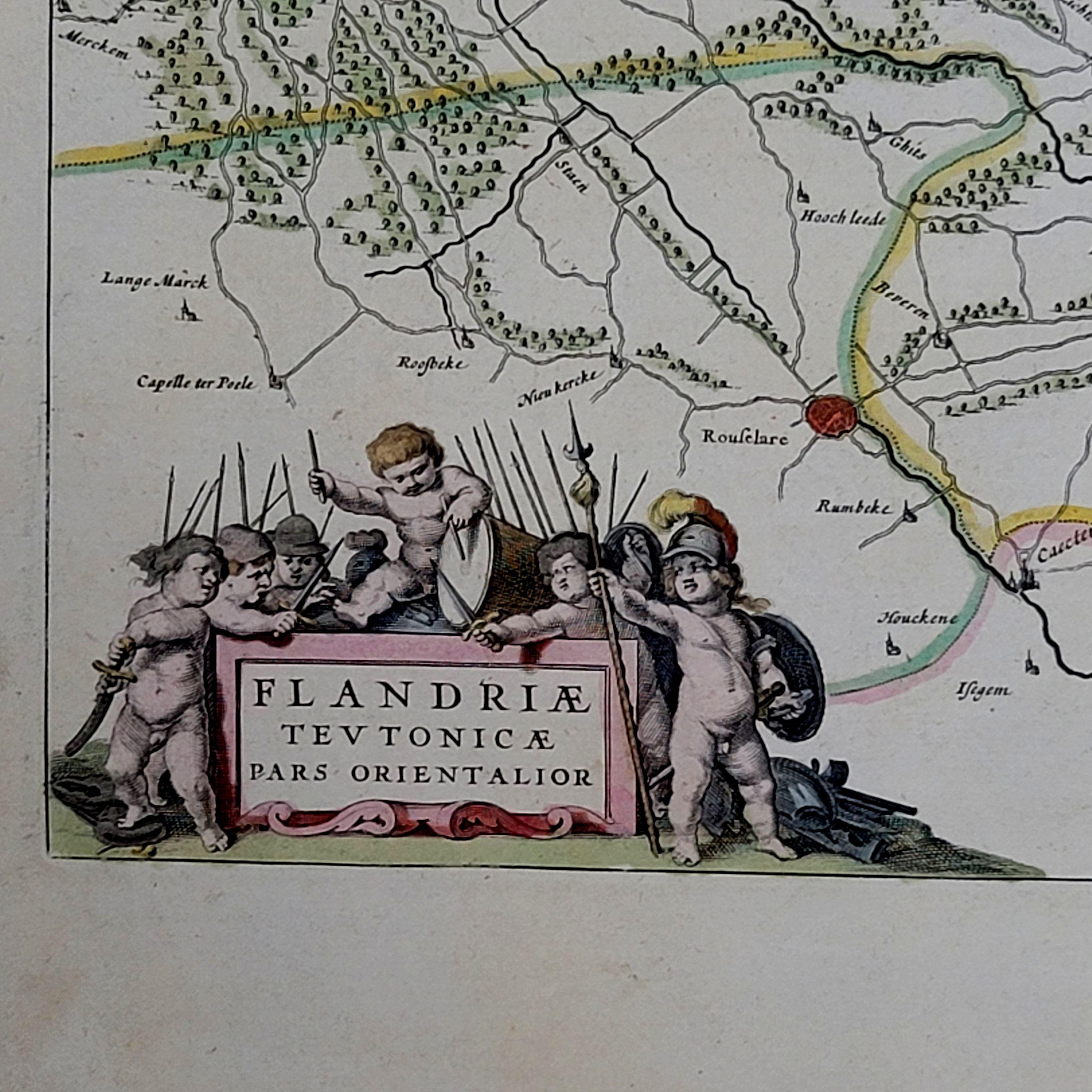 Peint 1643 Carte Willem&Joan Blaeu NW Flanders 