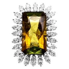 Bague en cuivre naturel de 16,43 carats avec tourmaline Paraiba et or 14 carats