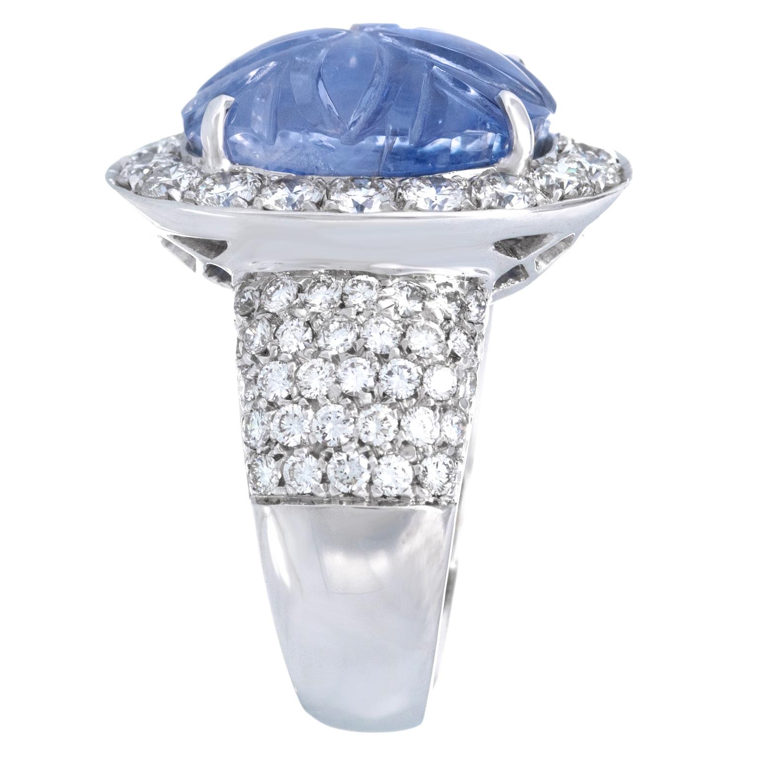 16.43ct No Heat Ceylon Sapphire and Diamond Ring For Sale 2