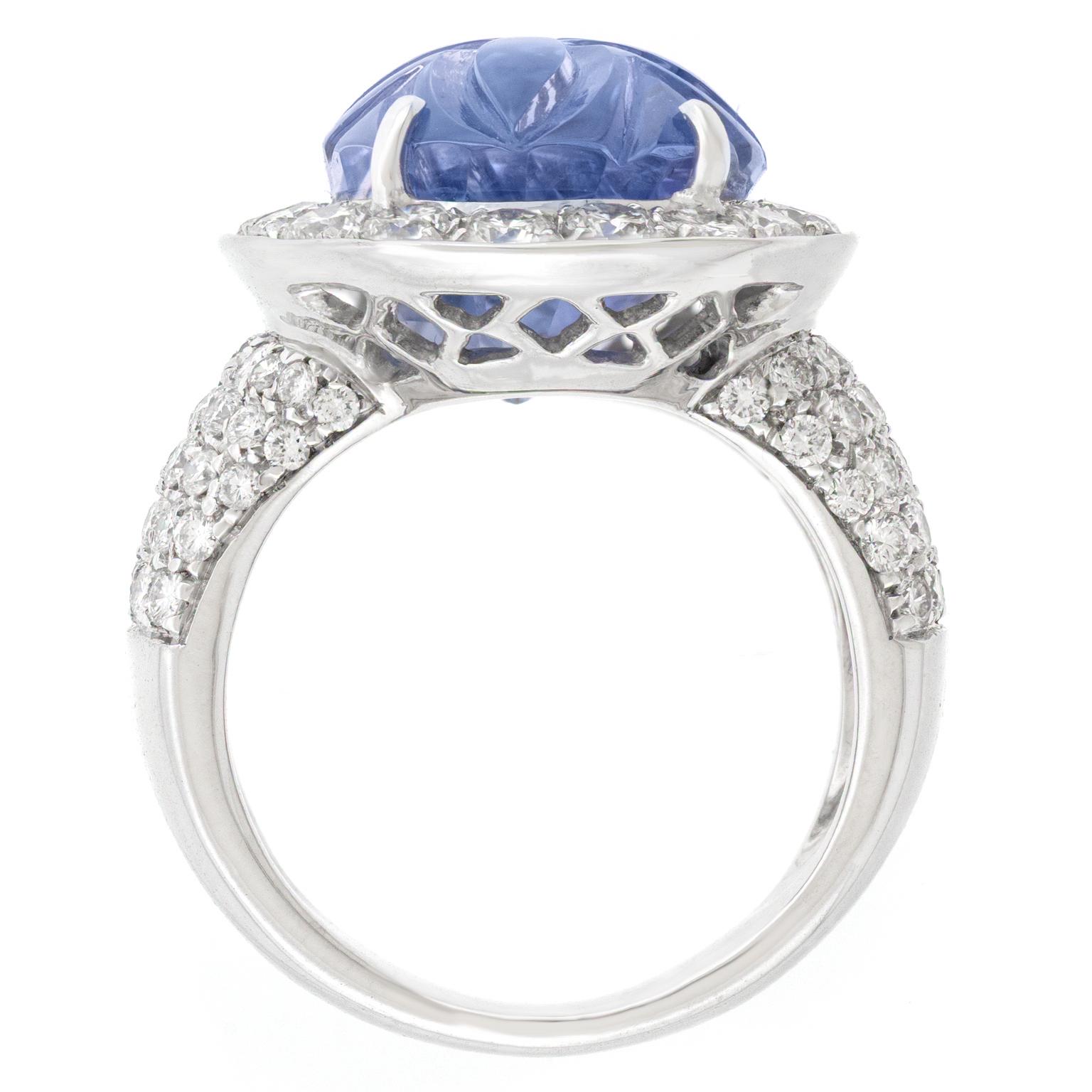16.43ct No Heat Ceylon Sapphire and Diamond Ring For Sale 4